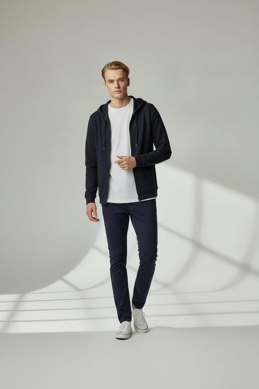 Sudadera de Punto con Capucha Celeste