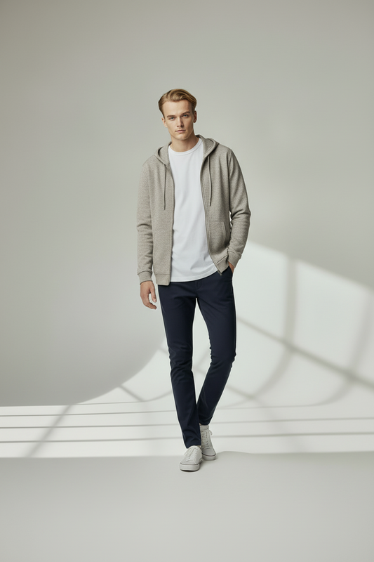 Sudadera de Punto con Capucha Celeste