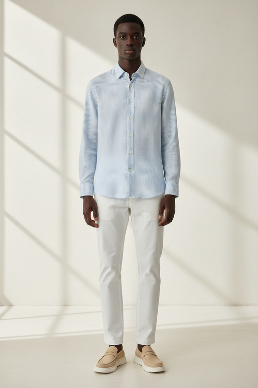 Camisa a Rayas de Doble Gasa