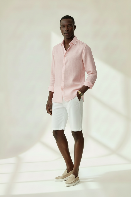 Camisa de Lino Rosa